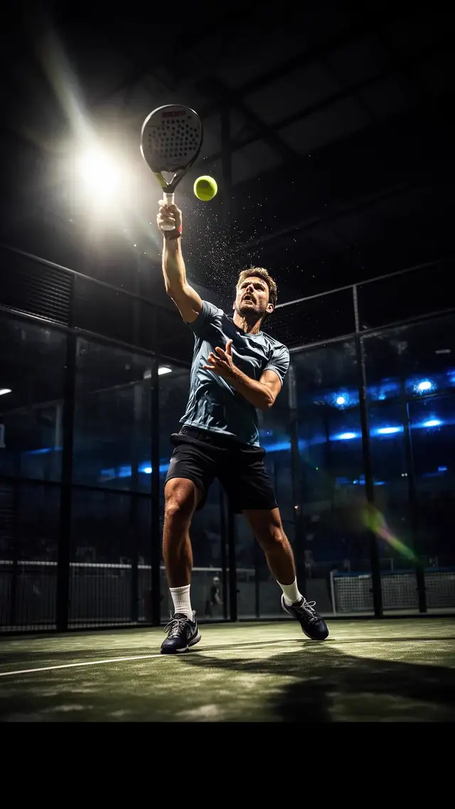 Padel player smashing on an indoor court in Luxembourg